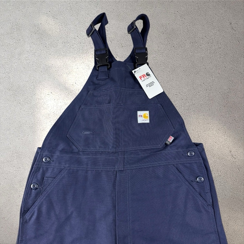 NWT Carhartt FR OR1627-FRM Loose Fit Navy Duck Bib Overalls Cat 2 Size 36x36